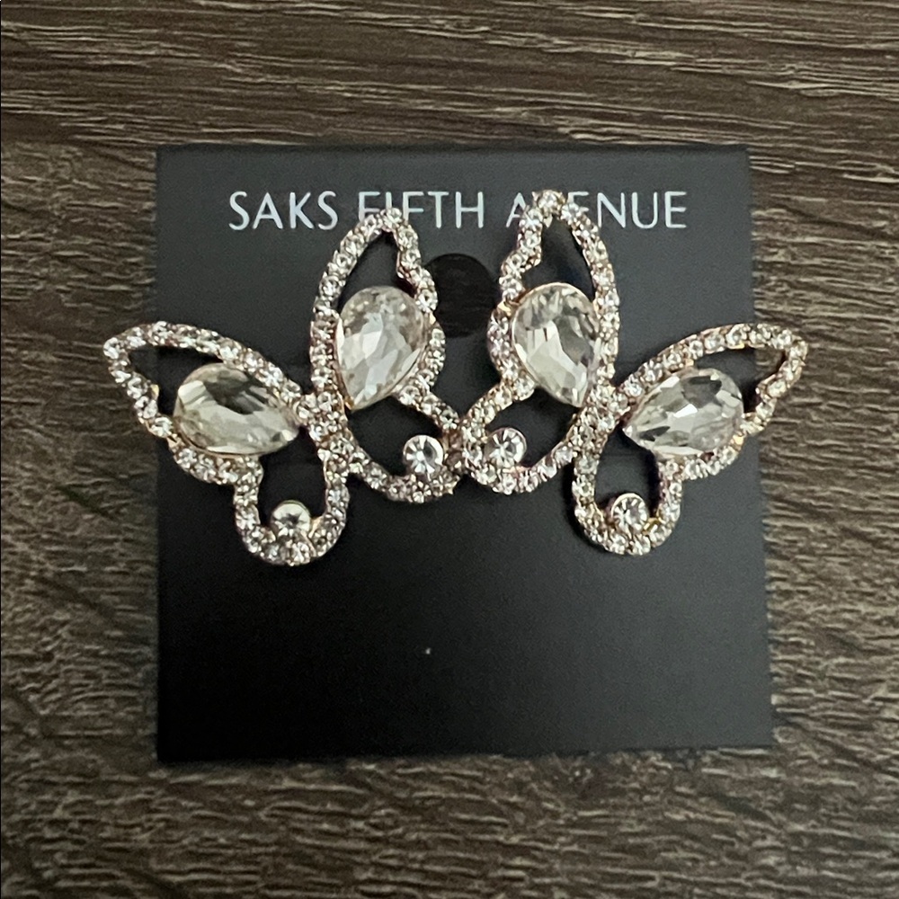 Saks Fifth Avenue Sparkling Crystal Butterfly Earrings